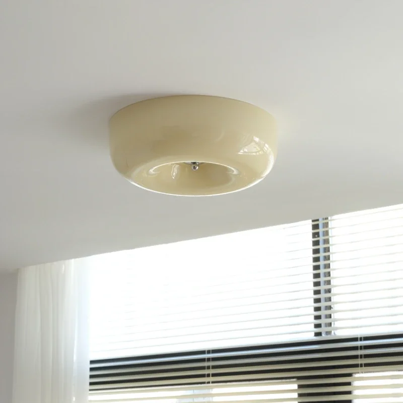 Glazen Plafondlamp Bauhaus Stijl Ivoorwit Minimalistisch Design Slaapkamer Keuken Plafondverlichting | Sansoti