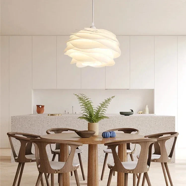 Gelaagde Lotus Hanglamp Ø33-43cm PVC Metaal Wit Sculptuur Verlichtingskrans Nordic Design Woonkamer Eethoek | Sansoti