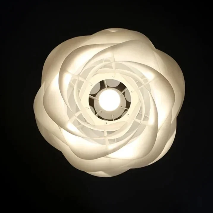 Gelaagde Lotus Hanglamp Ø33-43cm PVC Metaal Wit Sculptuur Verlichtingskrans Nordic Design Woonkamer Eethoek | Sansoti