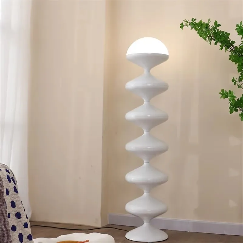 Staande Vloerlamp Crème Glas Kalebas Vorm LED Bauhaus Sculptuur Woonkamer Slaapkamer Hoekverlichting | Sansoti