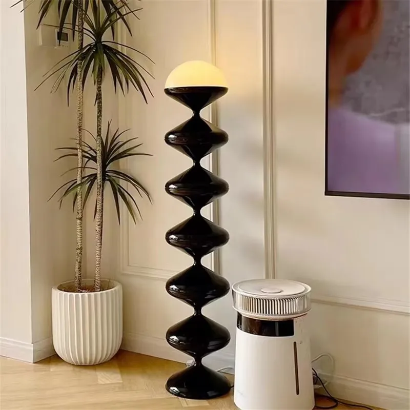 Staande Vloerlamp Crème Glas Kalebas Vorm LED Bauhaus Sculptuur Woonkamer Slaapkamer Hoekverlichting | Sansoti