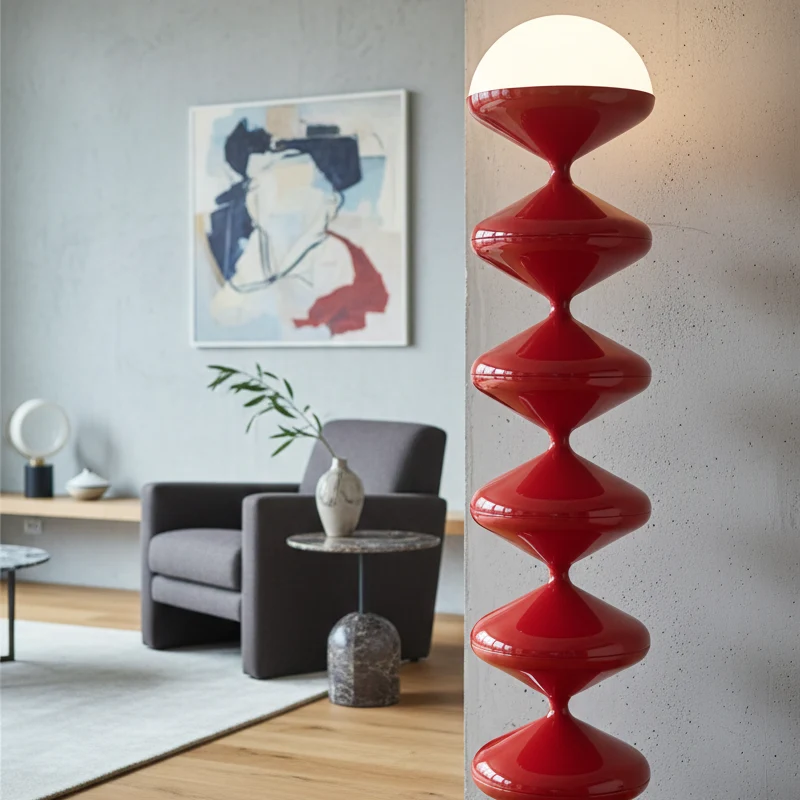 Staande Vloerlamp Crème Glas Kalebas Vorm LED Bauhaus Sculptuur Woonkamer Slaapkamer Hoekverlichting | Sansoti