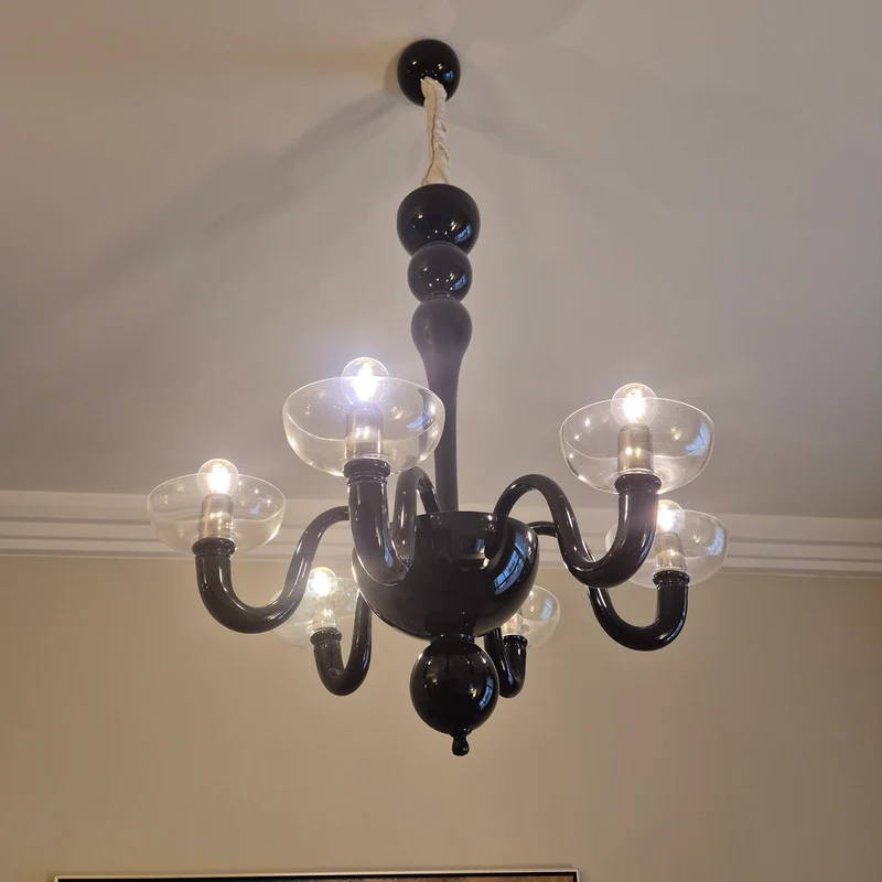 Kronleuchter Murano Glas schwarz Atlantic Hotel Hamburg gebraucht Lampe