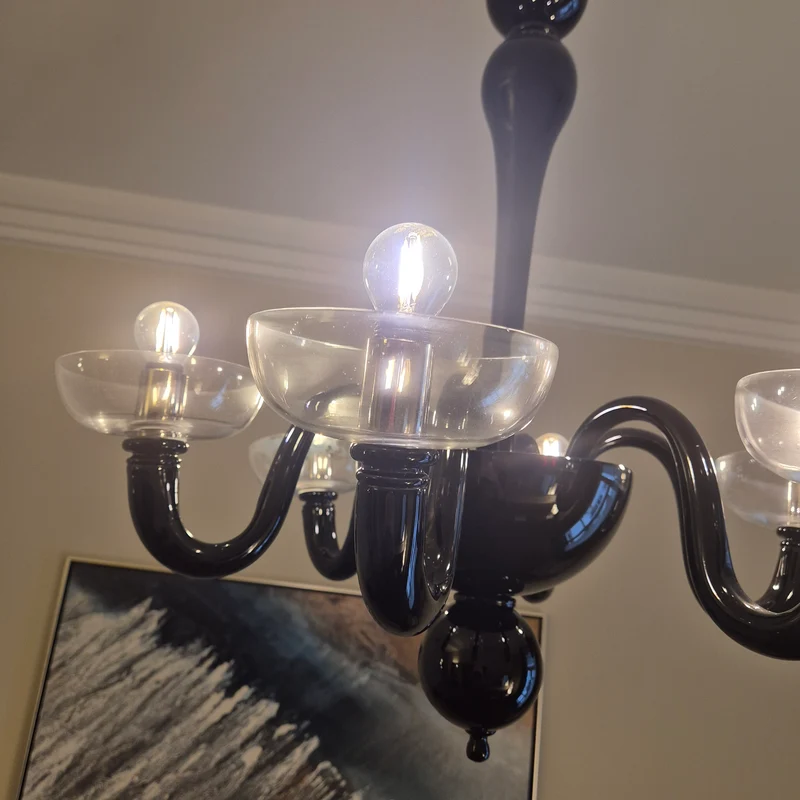 Kronleuchter Murano Glas schwarz Atlantic Hotel Hamburg gebraucht Lampe