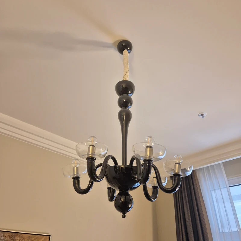 Kronleuchter Murano Glas schwarz Atlantic Hotel Hamburg gebraucht Lampe