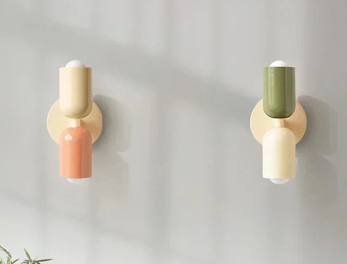 Metalen Wandlamp Dubbelzijdig Pastel E27 LED 25cm Slaapkamer Hal Eetkamer Scandinavisch Lichtontwerp | Sansoti