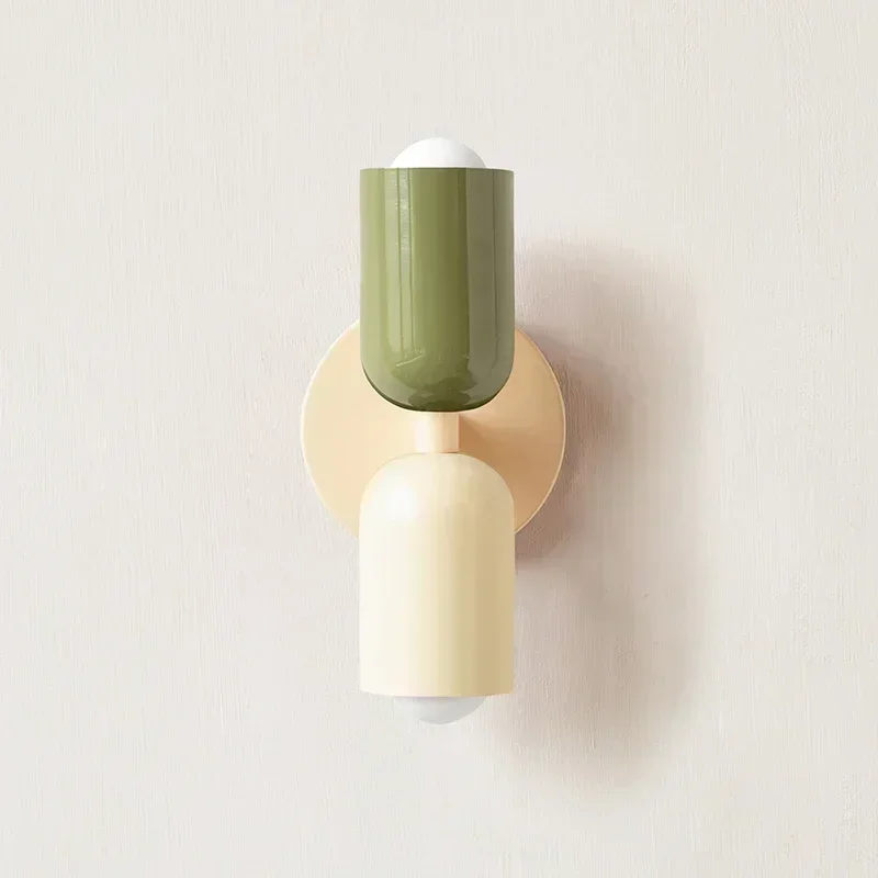 Metalen Wandlamp Dubbelzijdig Pastel E27 LED 25cm Slaapkamer Hal Eetkamer Scandinavisch Lichtontwerp | Sansoti