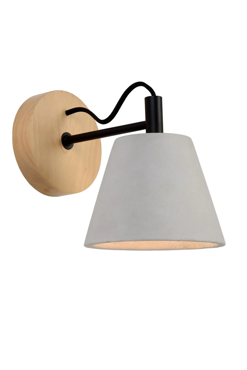 Wandleuchte Possio 1-flammig Beton Grau, Holz
