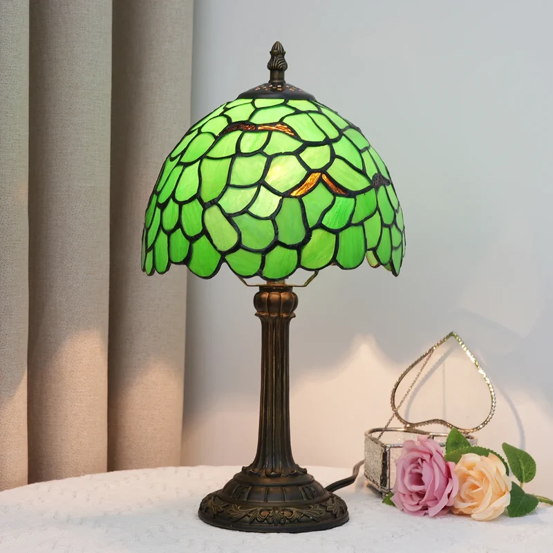 Vintage Tafellamp Glas-in-lood E27 Hars Kap Bureaulamp Nachtkastje Leeslamp Sfeerverlichting Woonkamer | Sansoti