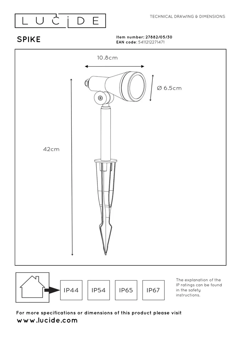 LED-Gartenstrahler Spike dimmbar schwenkbar IP54 Schwarz