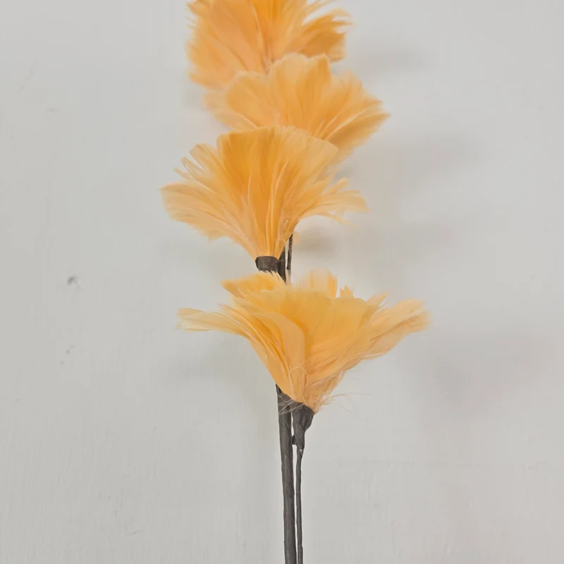 Federblume Orange 85cm mit Blüten Kunstzweig Deko