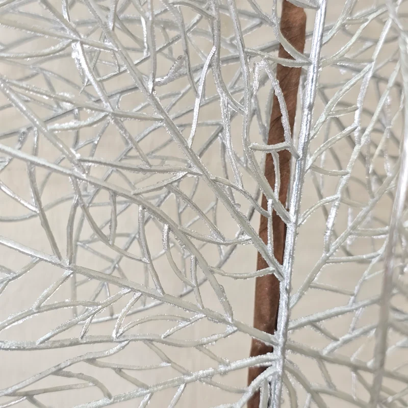 Künstlicher Zweig 80cm Silber mit Blättern Kunstzweig Deko