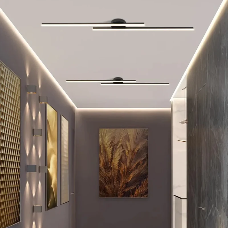 Aluminium LED Plafondlamp Stripverlichting Zwart Wit Modern Design Slaapkamer Eetkamer Kantoor 60-120cm | Sansoti