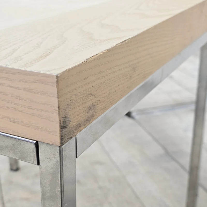 IKEA Klubbo Beistelltisch Hellbraun Holz Quadratisch mit Metallgestell Tisch Gebraucht
