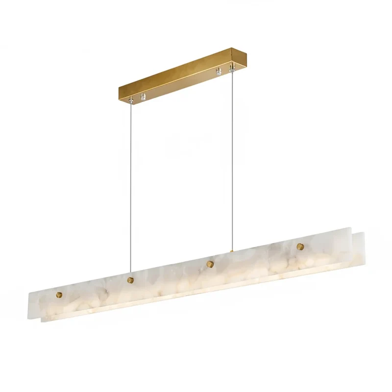 Lineaire Hanglamp Albast 100-120cm Dimbaar LED Kroonluchter Eetkamer Keukeneiland Warm Licht Elegant | Sansoti