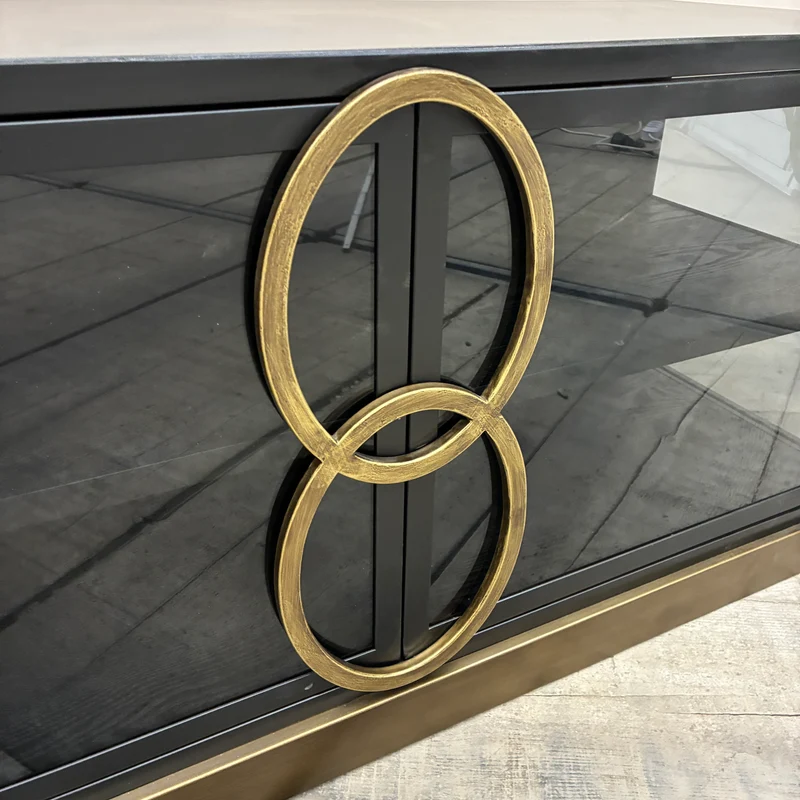 PTMD Riho PTMD Sideboard Glas Kommode Schwarz Metall