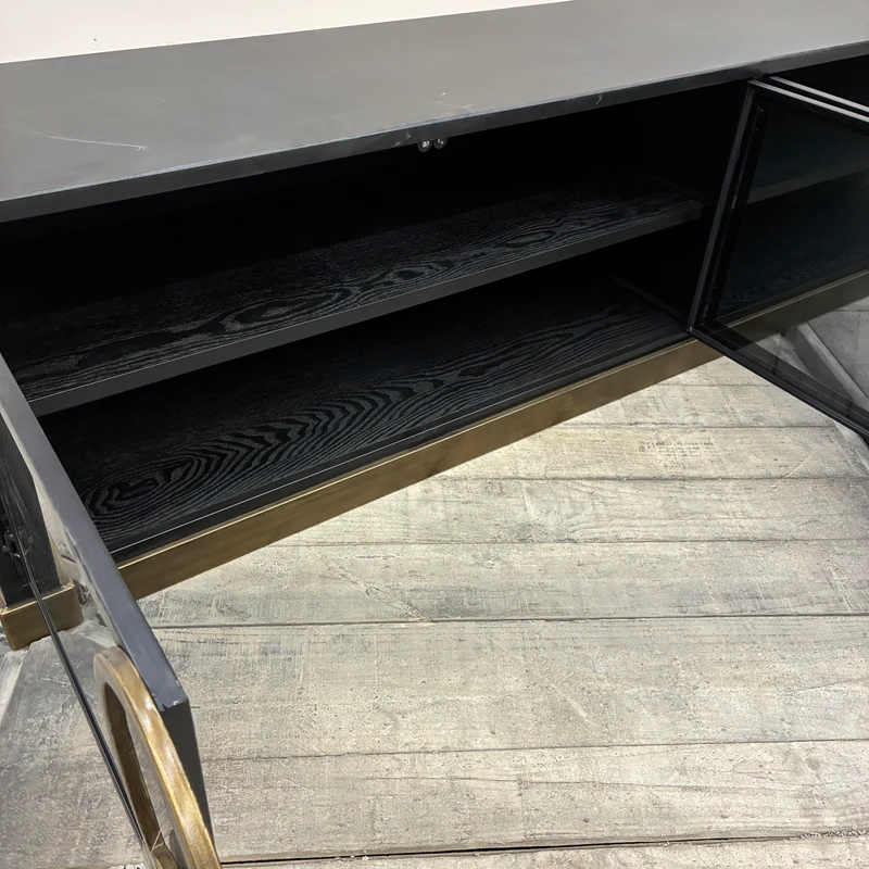 PTMD Riho PTMD Sideboard Glas Kommode Schwarz Metall