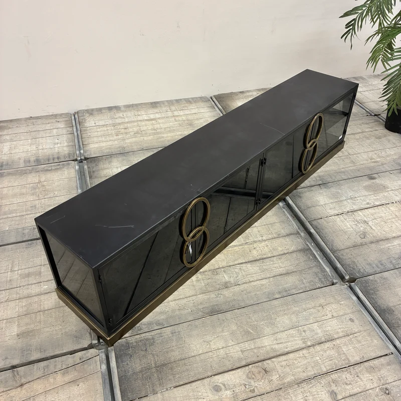 PTMD Riho PTMD Sideboard Glas Kommode Schwarz Metall