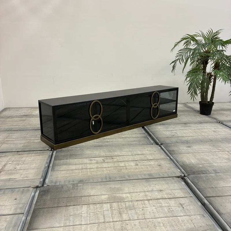 PTMD Riho PTMD Sideboard Glas Kommode Schwarz Metall
