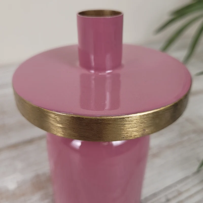 Kerzenständer 14cm Pink Gold Metall Moderner Kerzenhalter Deko