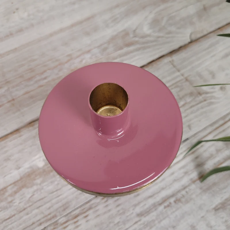 Kerzenständer 14cm Pink Gold Metall Moderner Kerzenhalter Deko
