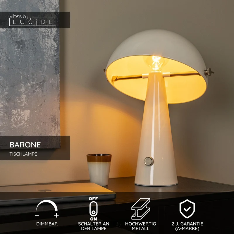 Tischleuchte Barone pilzförmig Ø 38cm