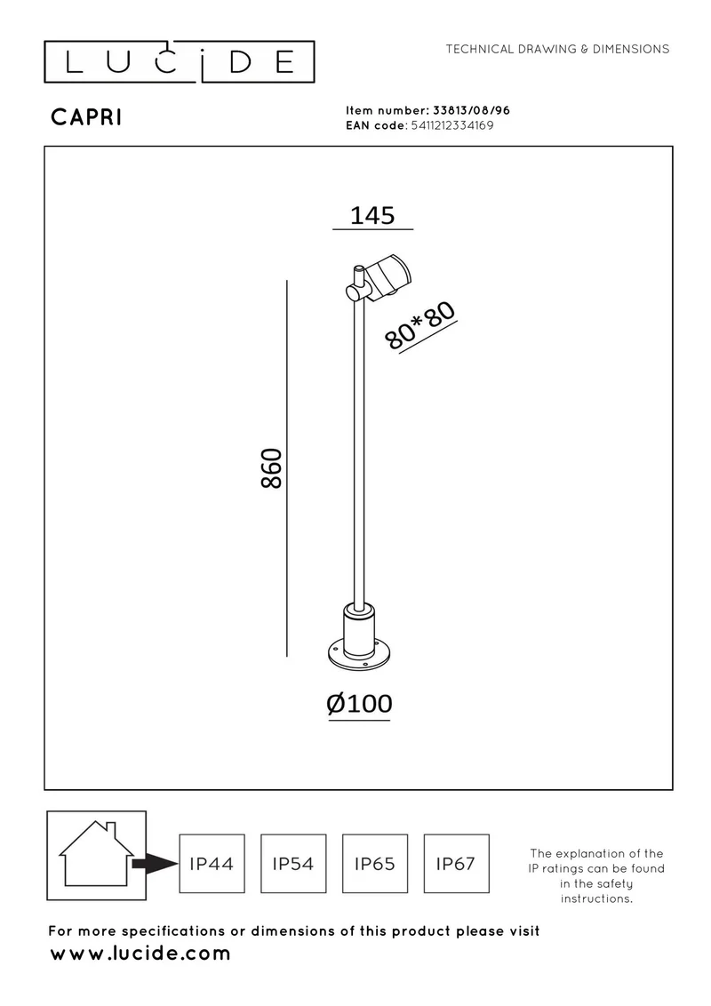 LED-Außenstehleuchte Capri IP54 schwenkbar Kaffee