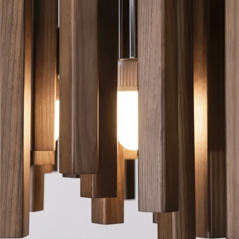 Retro Houten Kroonluchter Japans Design LED Verlichting voor Eetkamer Woonkamer Slaapkamer Hanglamp Sfeer | Sansoti