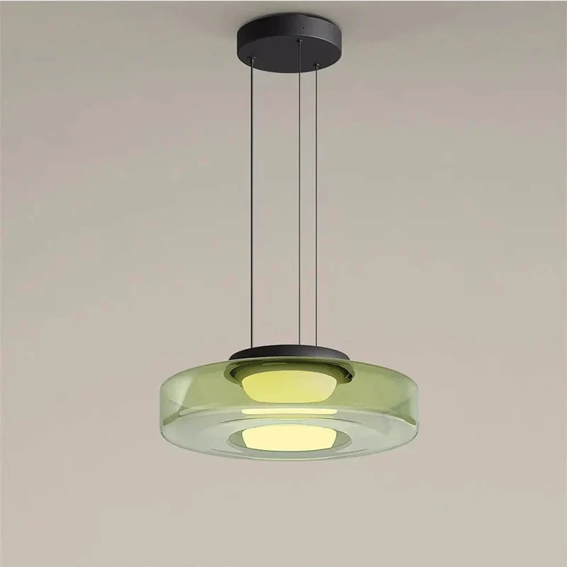Glazen Hanglamp Gelaagd Scandinavisch Design Transparant Rookgrijs Amber Groen Verstelbaar Eettafel Woonkamer | Sansoti