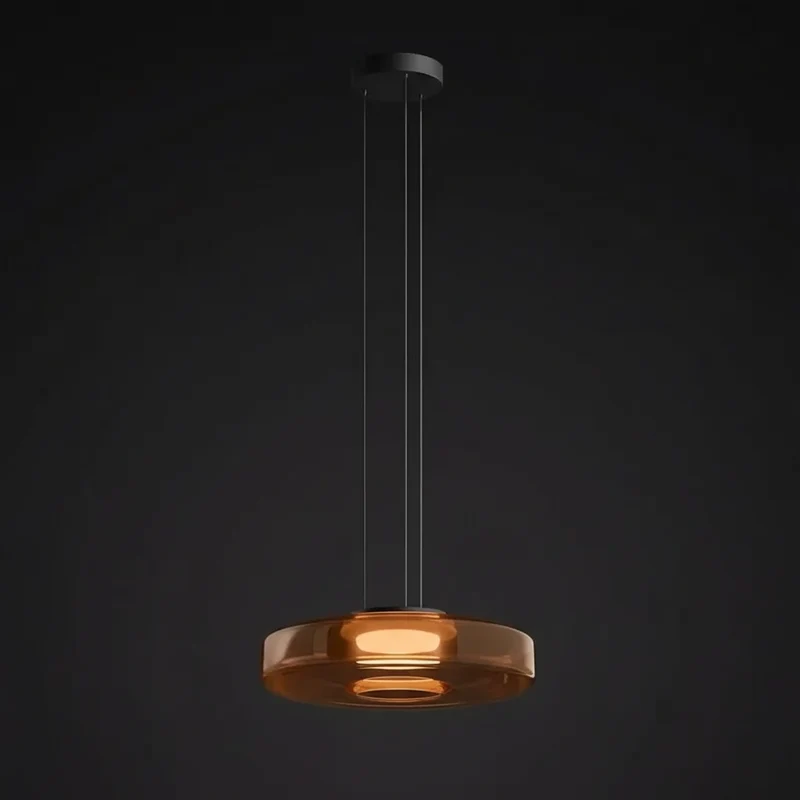Glazen Hanglamp Gelaagd Scandinavisch Design Transparant Rookgrijs Amber Groen Verstelbaar Eettafel Woonkamer | Sansoti