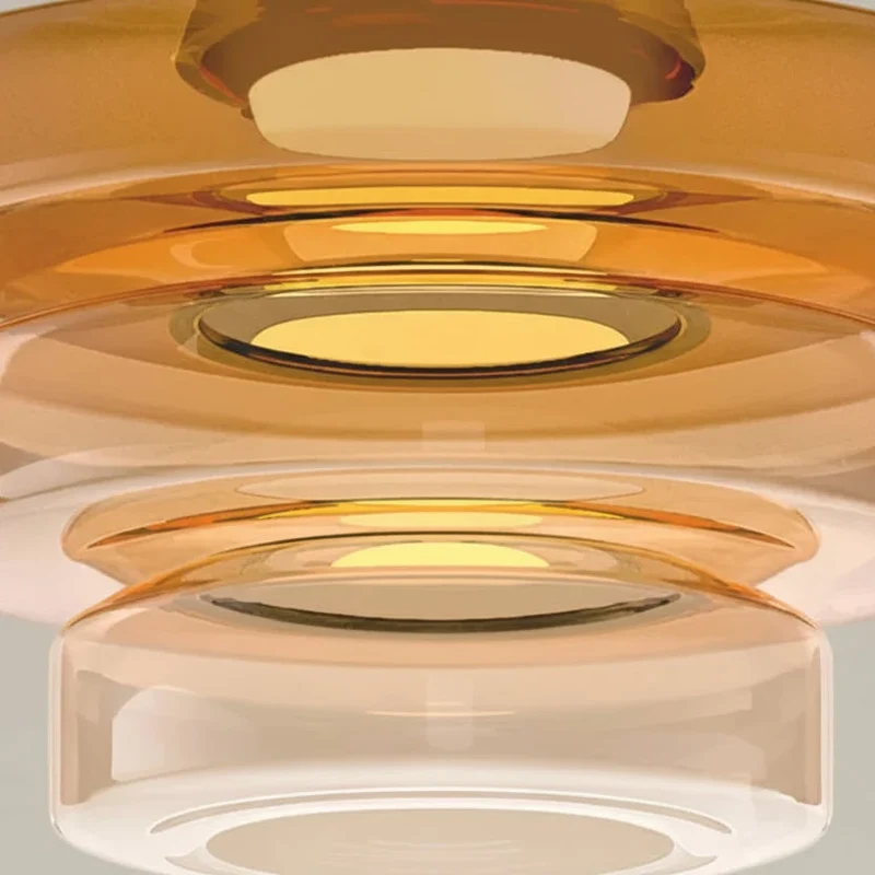 Glazen Hanglamp Gelaagd Scandinavisch Design Transparant Rookgrijs Amber Groen Verstelbaar Eettafel Woonkamer | Sansoti