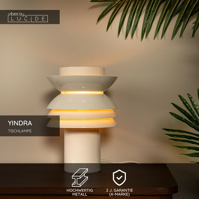 Tischleuchte Yindra rund Ø 17,5cm Retro