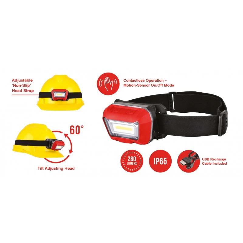 Wiederaufladbare LED-Stirnlampe mit Sensor / LED-Autolampen