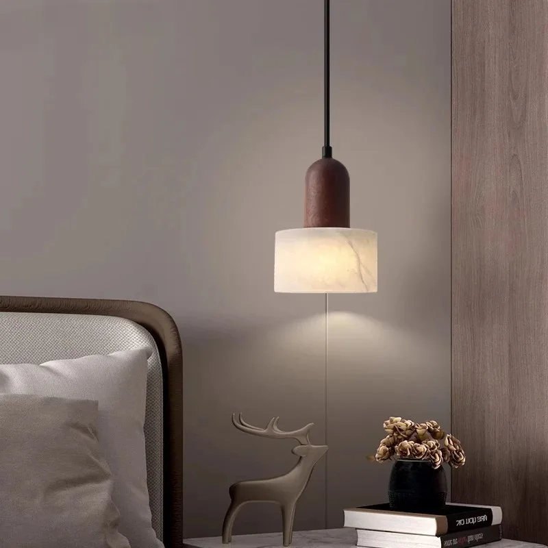 Hanglamp Marmer Jade-Wit Snoerpendel Natuursteen LED 12cm Eetkamer Woonkamer Designverlichting Sfeerverlichting | Sansoti