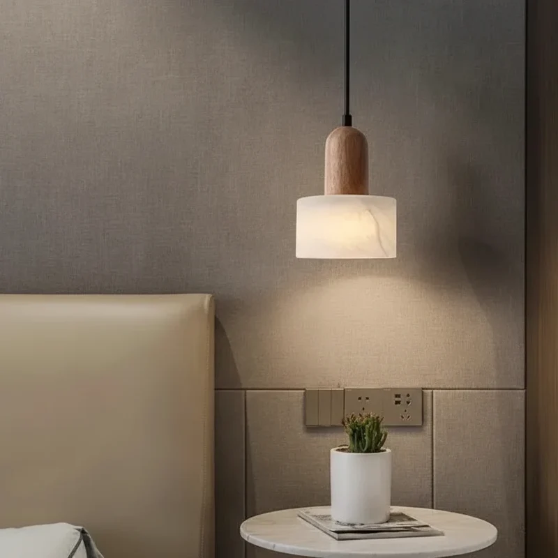Hanglamp Marmer Jade-Wit Snoerpendel Natuursteen LED 12cm Eetkamer Woonkamer Designverlichting Sfeerverlichting | Sansoti