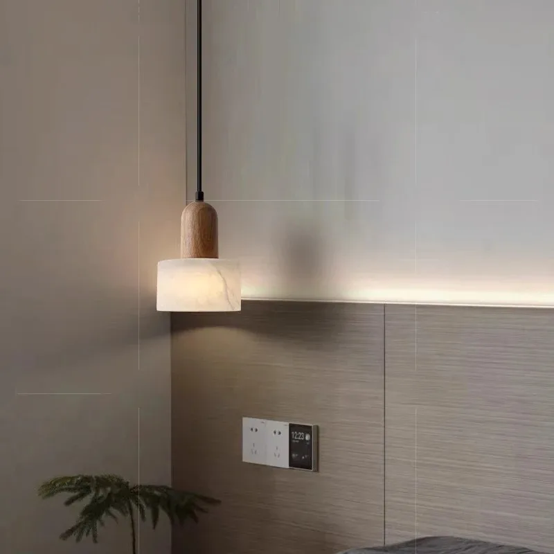 Hanglamp Marmer Jade-Wit Snoerpendel Natuursteen LED 12cm Eetkamer Woonkamer Designverlichting Sfeerverlichting | Sansoti