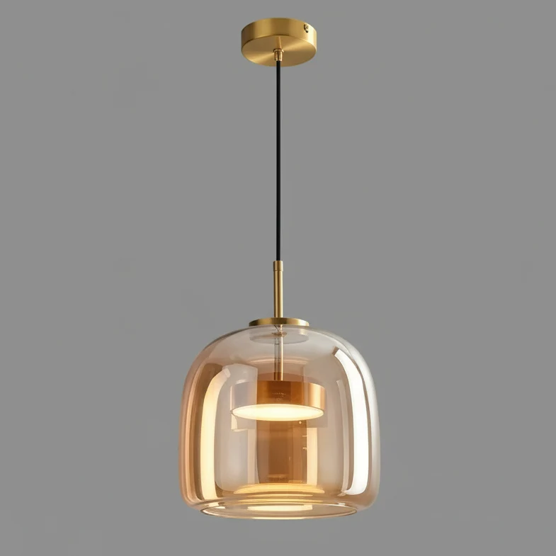 Glazen Hanglamp Handgeblazen Rookglas Amber LED Eettafel Woonkamer Plafondverlichting Zwevend Design Modern | Sansoti