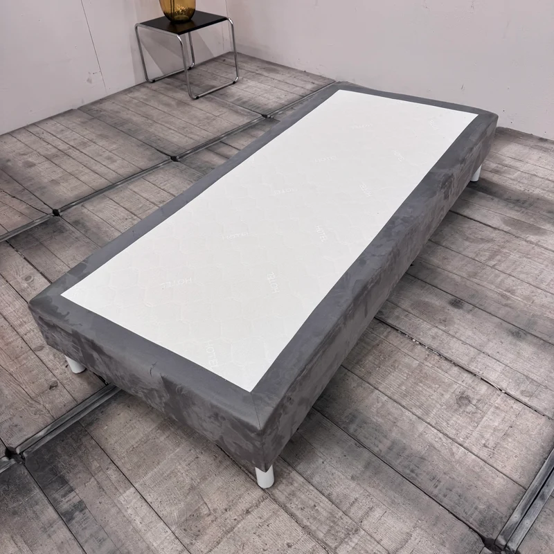 Boxspringbett grau 90x200 inkl Matratze Velours Einzelbett Bett gebraucht