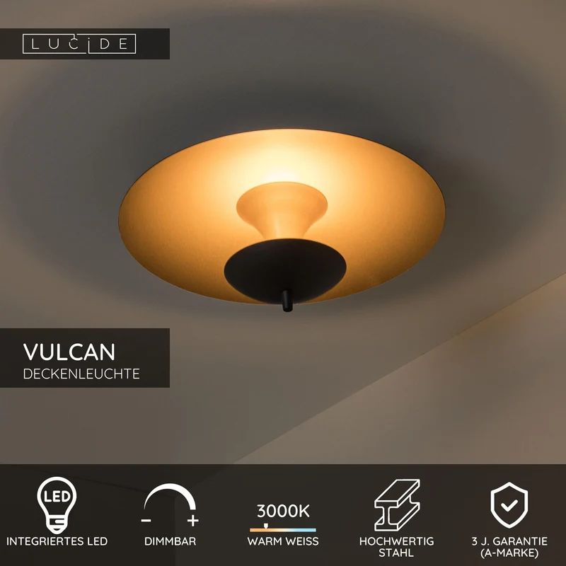 LED-Deckenleuchte Vulcan dimmbar Schwarz