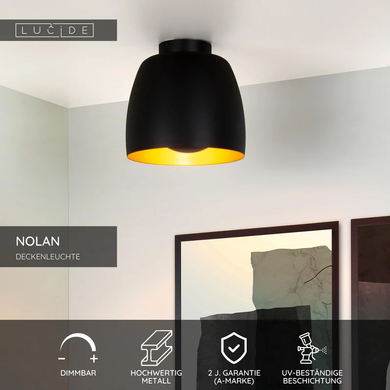 Deckenleuchte Nolan Halbrund Ø 24cm Schwarz