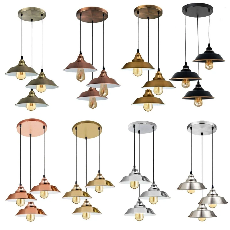 3-flammige Hängelampe Vintage Bunte Pendelleuchte ~ 3191