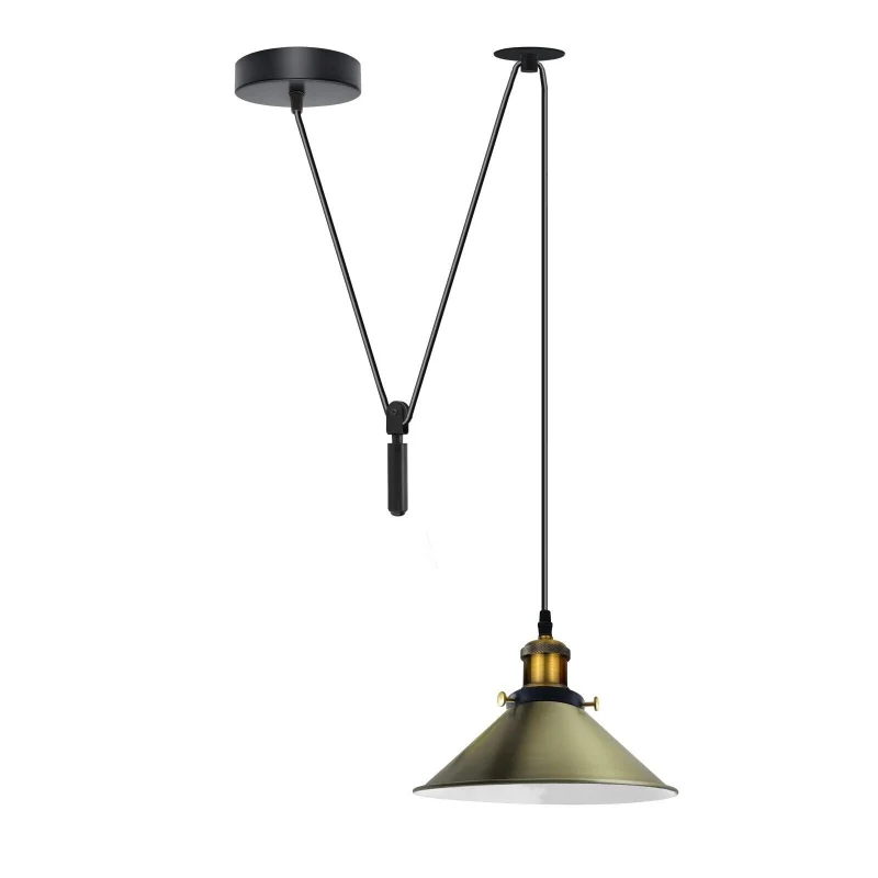 Höhenverstellbare Vintage Pendelleuchte mit Flaschenzug ~3188
