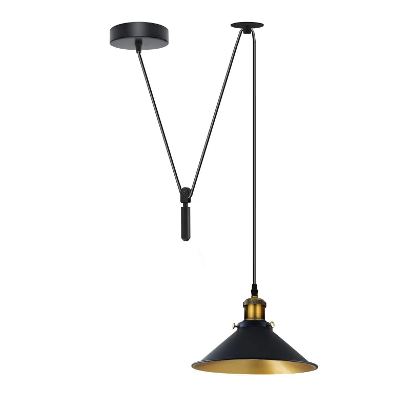 Höhenverstellbare Vintage Pendelleuchte mit Flaschenzug ~3188