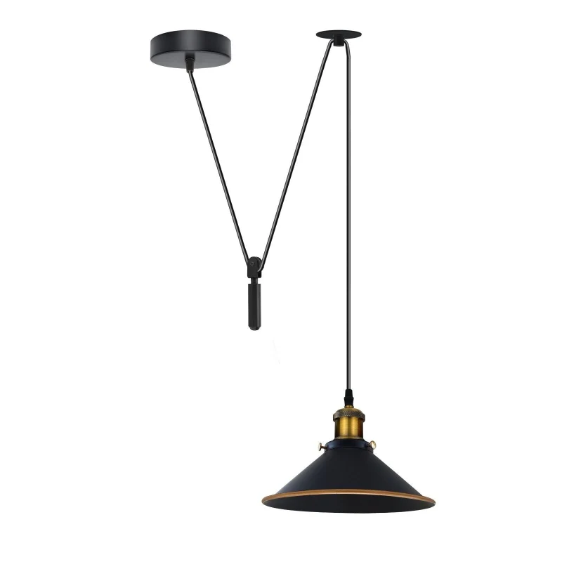 Höhenverstellbare Vintage Pendelleuchte mit Flaschenzug ~3188