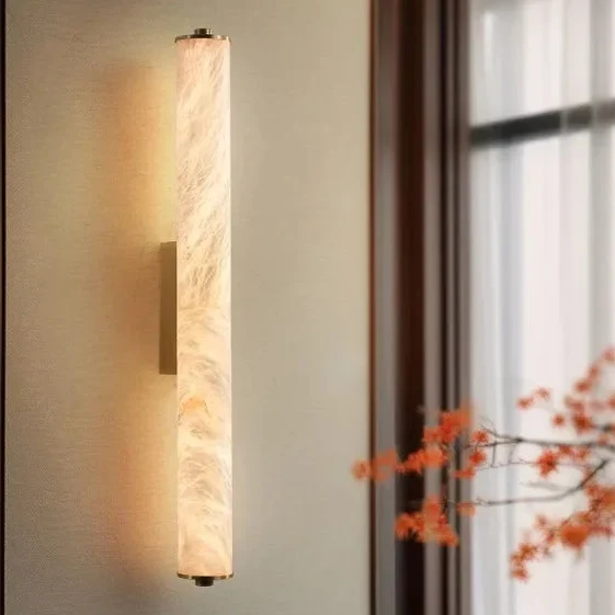 Marmeren Wandlamp LED met Koperen Body voor Woonkamer Slaapkamer en Hal Modern Sfeervol Lichteffect Interieur | Sansoti