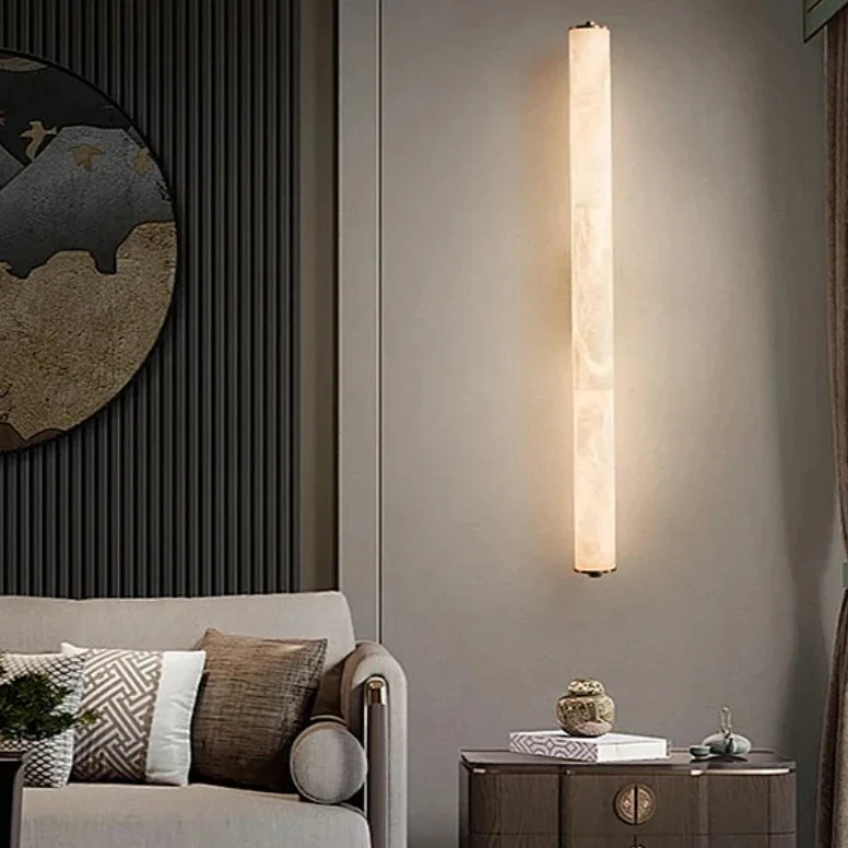 Marmeren Wandlamp LED met Koperen Body voor Woonkamer Slaapkamer en Hal Modern Sfeervol Lichteffect Interieur | Sansoti