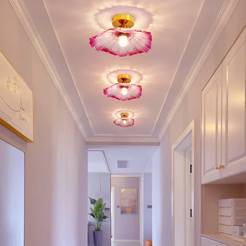 Plafondlamp Glas Bloem Opbouw Nordic Scandinavisch Design Hal Keuken Slaapkamer Sfeerlicht Woonkamer Verlichting | Sansoti