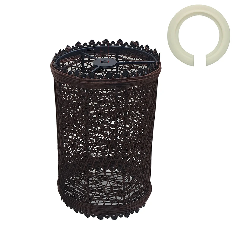 Deckenpendelleuchte Lampenschirm Stoffdesign braunes Rattan~3086