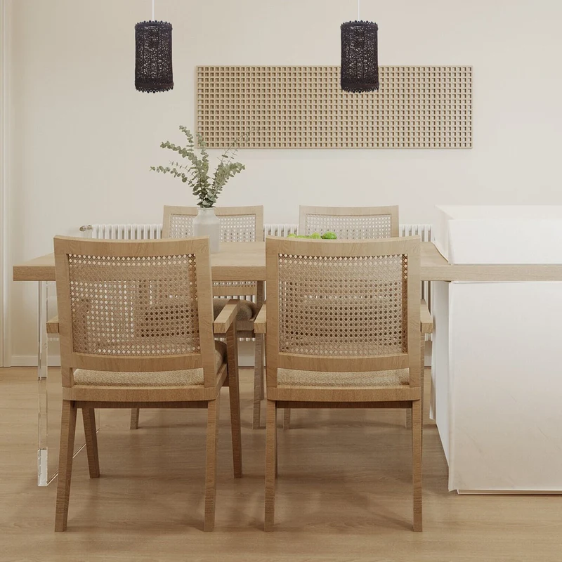 Deckenpendelleuchte Lampenschirm Stoffdesign braunes Rattan~3086