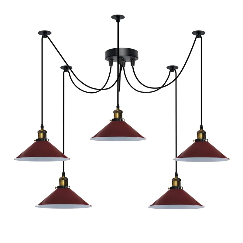 Pendelleuchte 5 flammig Spinnenlampe Kegelförmiger Lampenschirm~3074